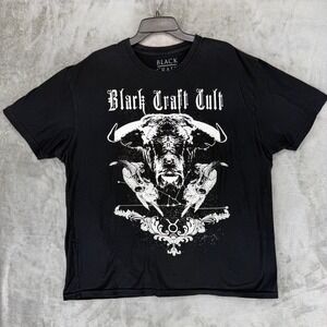 BlackCraft Cult Mens Taurus Bull Skull Graphic T-Shirt Black XL Occult Goth